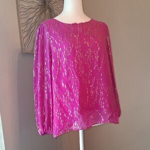 Lilly Pulitzer Vibrant Pink Sheer Silk Blouse